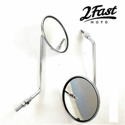 2FastMoto Chrome Long Stem Mirror 8mm - Pair - Cruiser Chopper for Honda 2fm-12-10040_659899