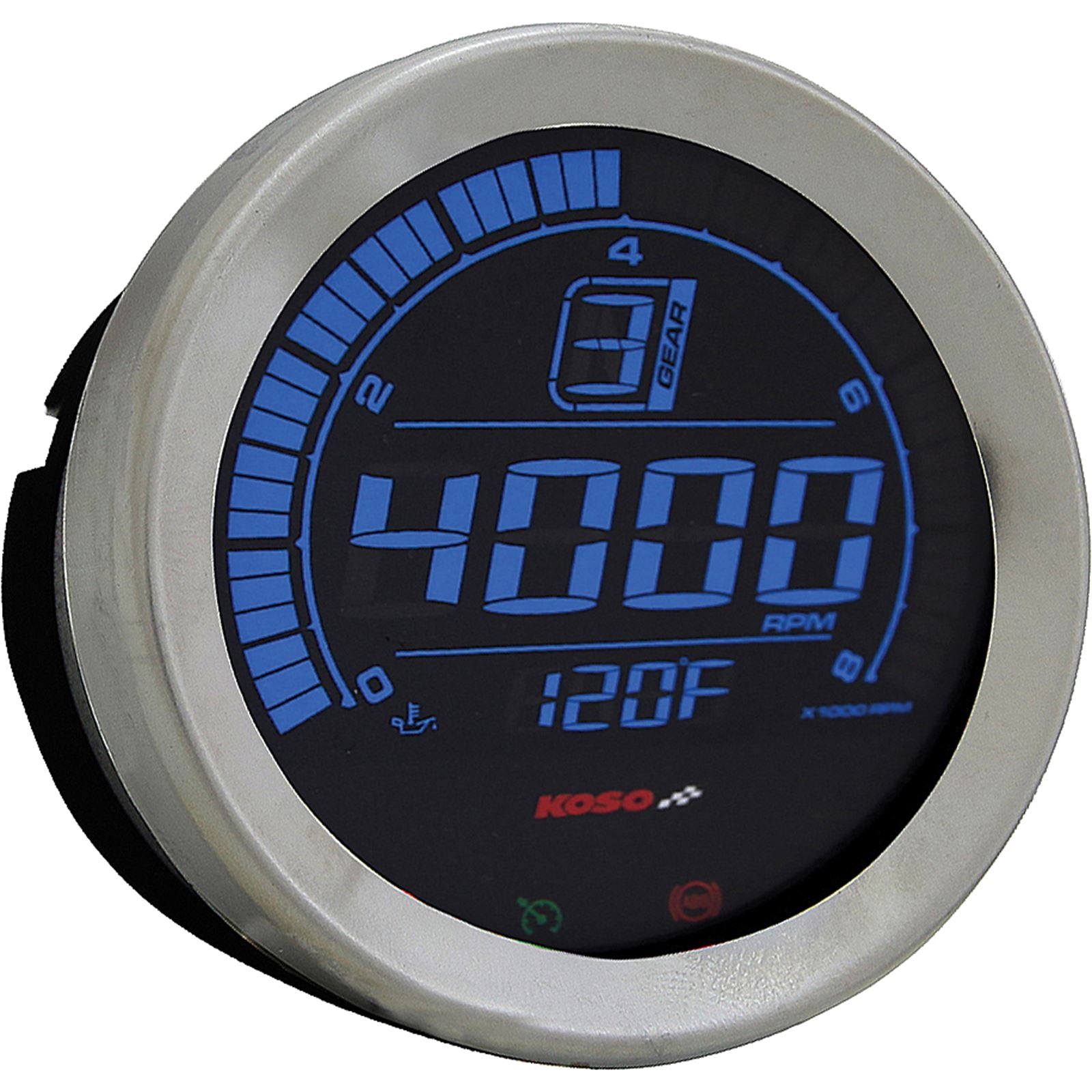 Koso HD-02 Series Gauge Kit Silver Bezel Oil Temp BA050905_64212