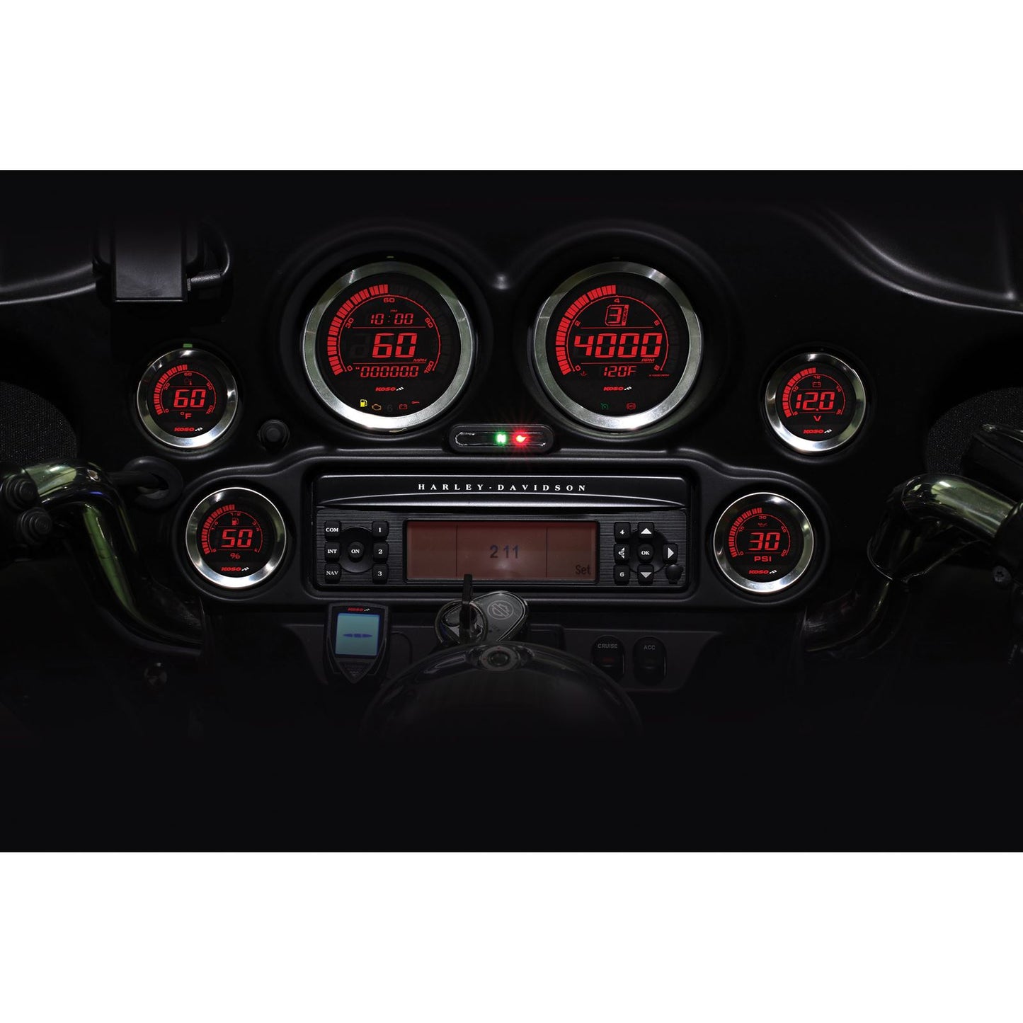 Koso HD-02 Series Gauge Kit Silver Bezel Oil Temp BA050905_64219