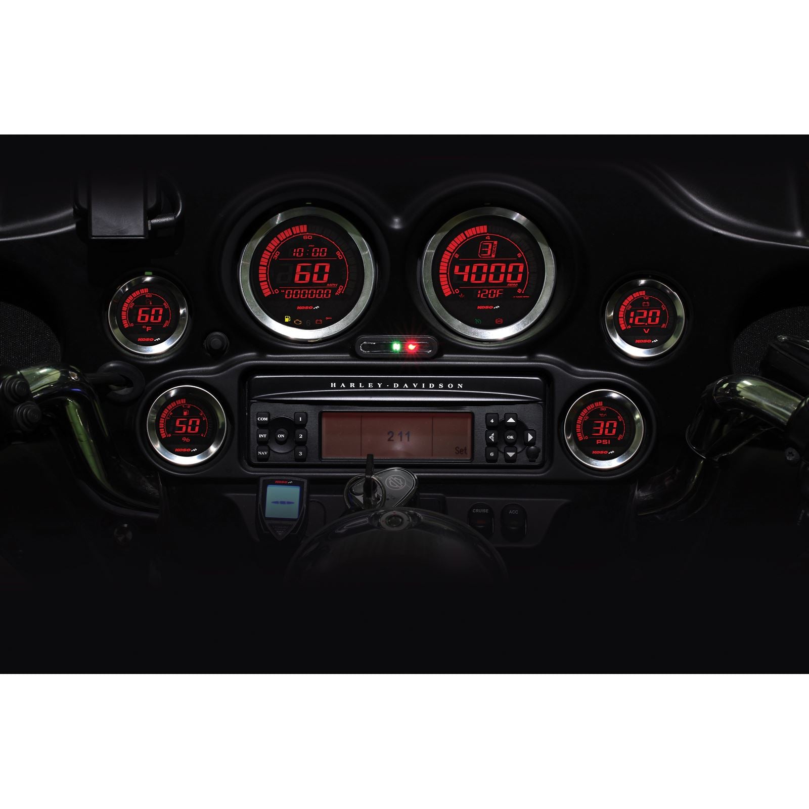Koso HD-02 Series Gauge Kit Silver Bezel Oil Temp BA050905_64219