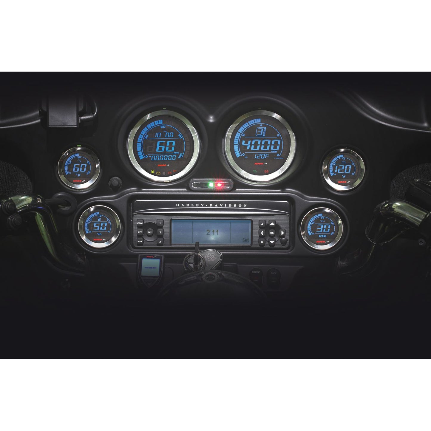 Koso HD-02 Series Gauge Kit Silver Bezel Oil Temp BA050905_64226