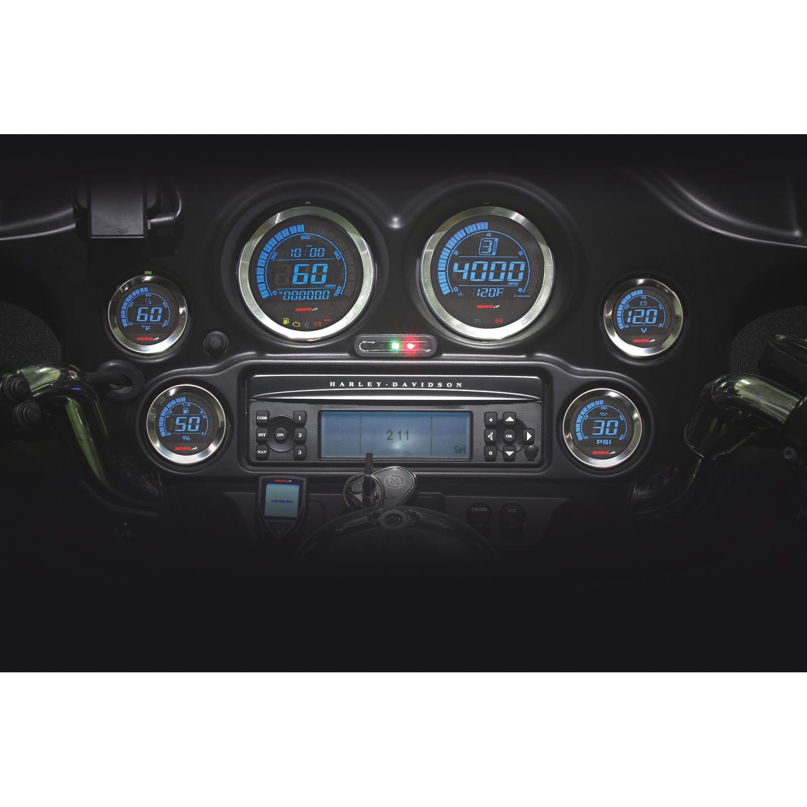 Koso HD-02 Series Gauge Kit Silver Bezel Oil Temp BA050905_64226