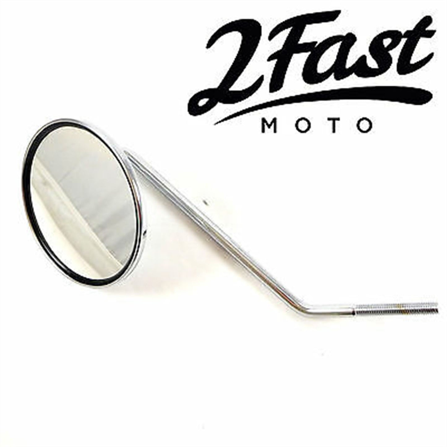 2FastMoto 8mm thread 10 1/2" Long Stem 4" Round Chrome Left Side Mirror 12-10040lf_655220