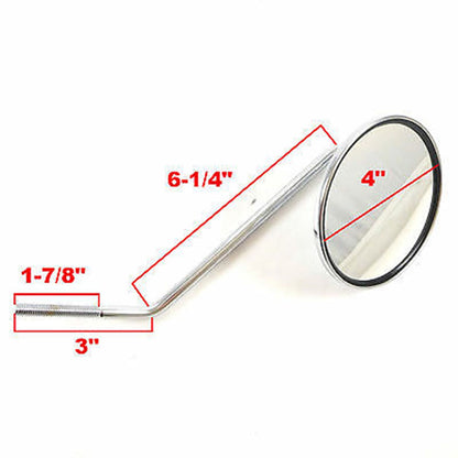 2FastMoto 8mm thread 10 1/2" Long Stem 4" Round Chrome Left Side Mirror 12-10040lf_655221