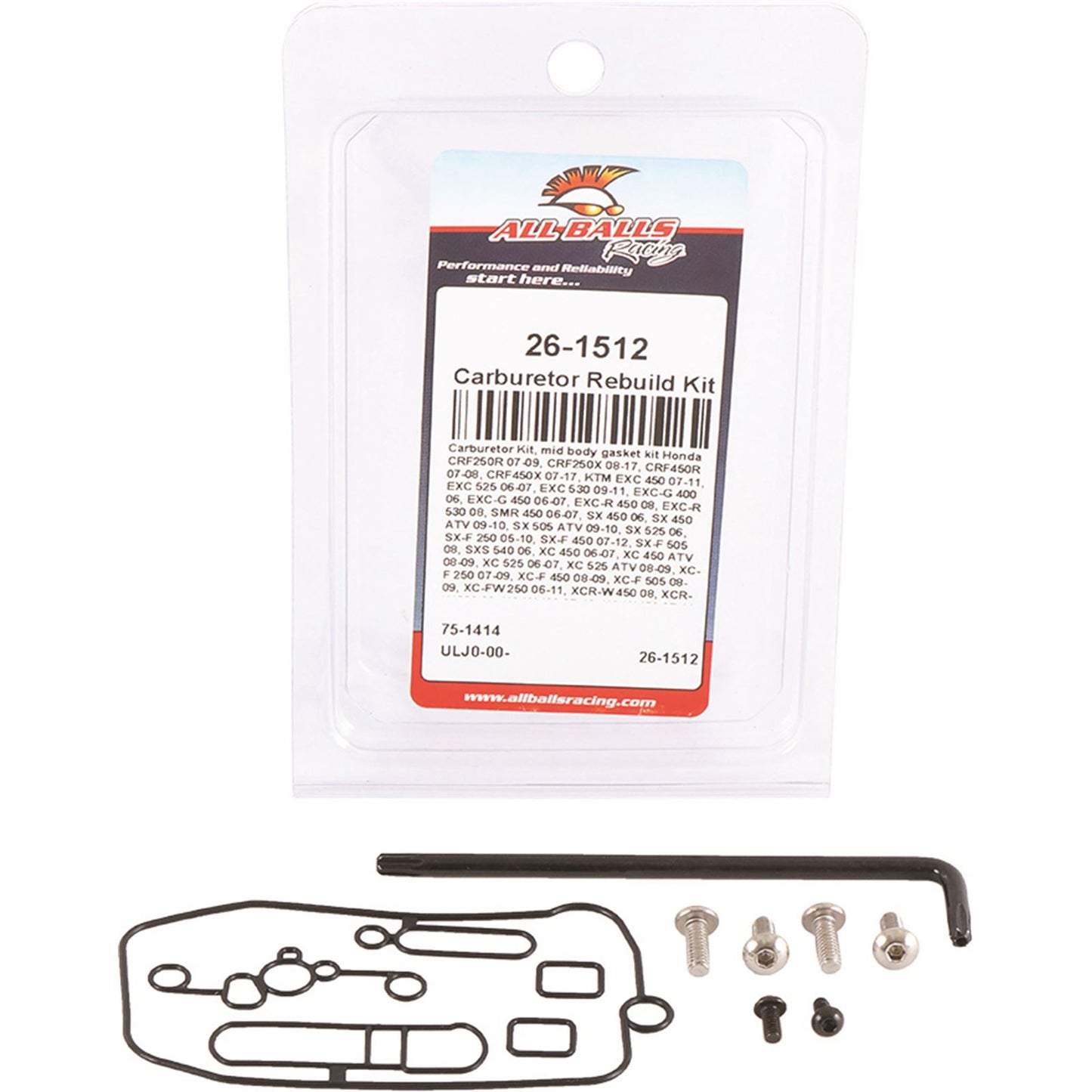 All Balls Keihin Mid Body Carburetor Kit 26-1512_67252