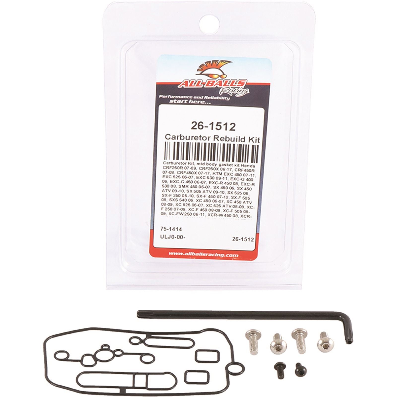 All Balls Keihin Mid Body Carburetor Kit 26-1512_67252