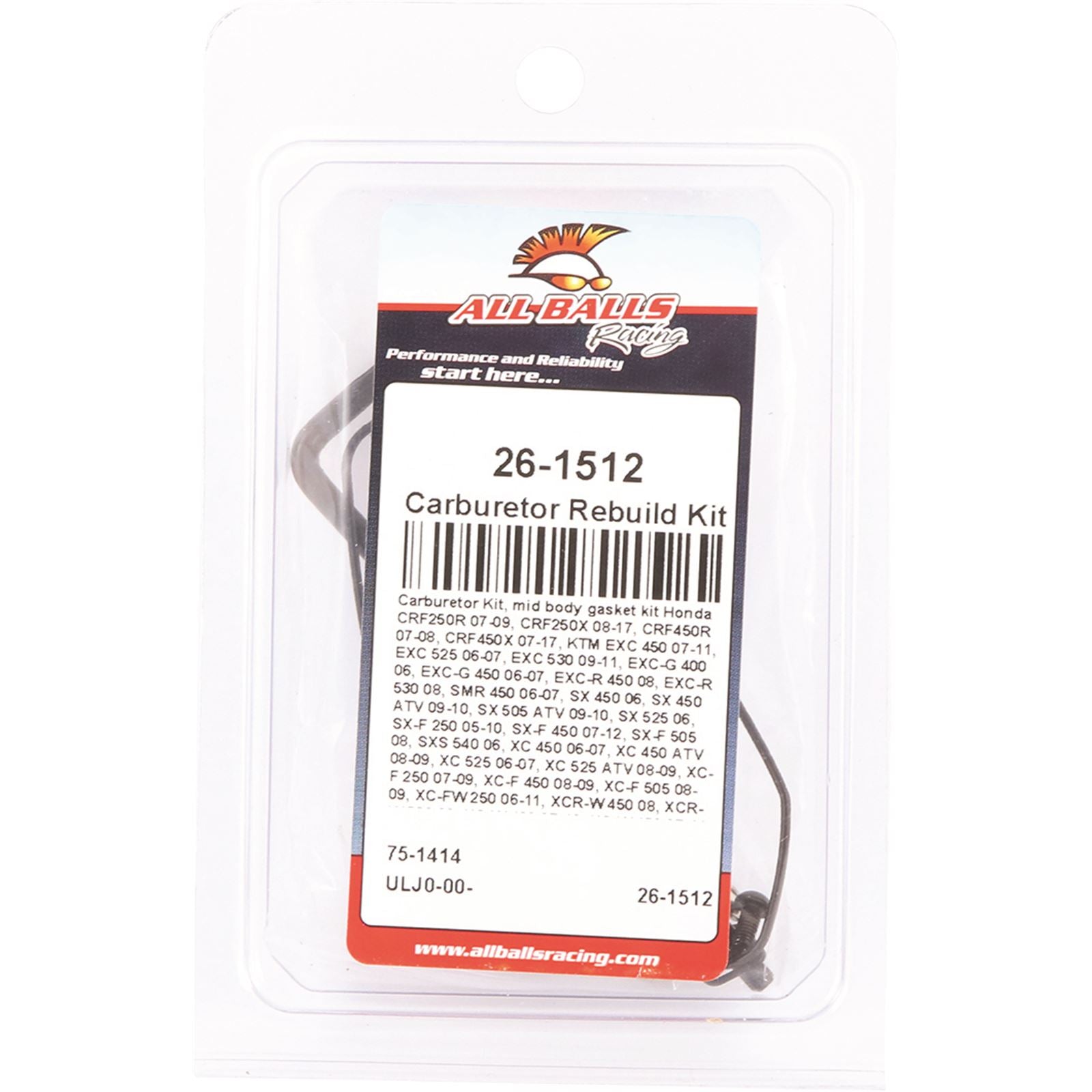 All Balls Keihin Mid Body Carburetor Kit 26-1512_67253