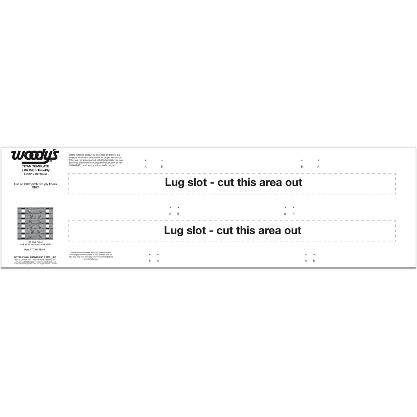 Woodys Studding Template Titan TITAN-TEMP_70653