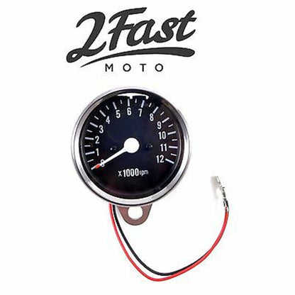 2FastMoto Chrome Tachometer - 0-12,000 RPM - Ratio 1:4, for Motorcycles  14-20113_627928