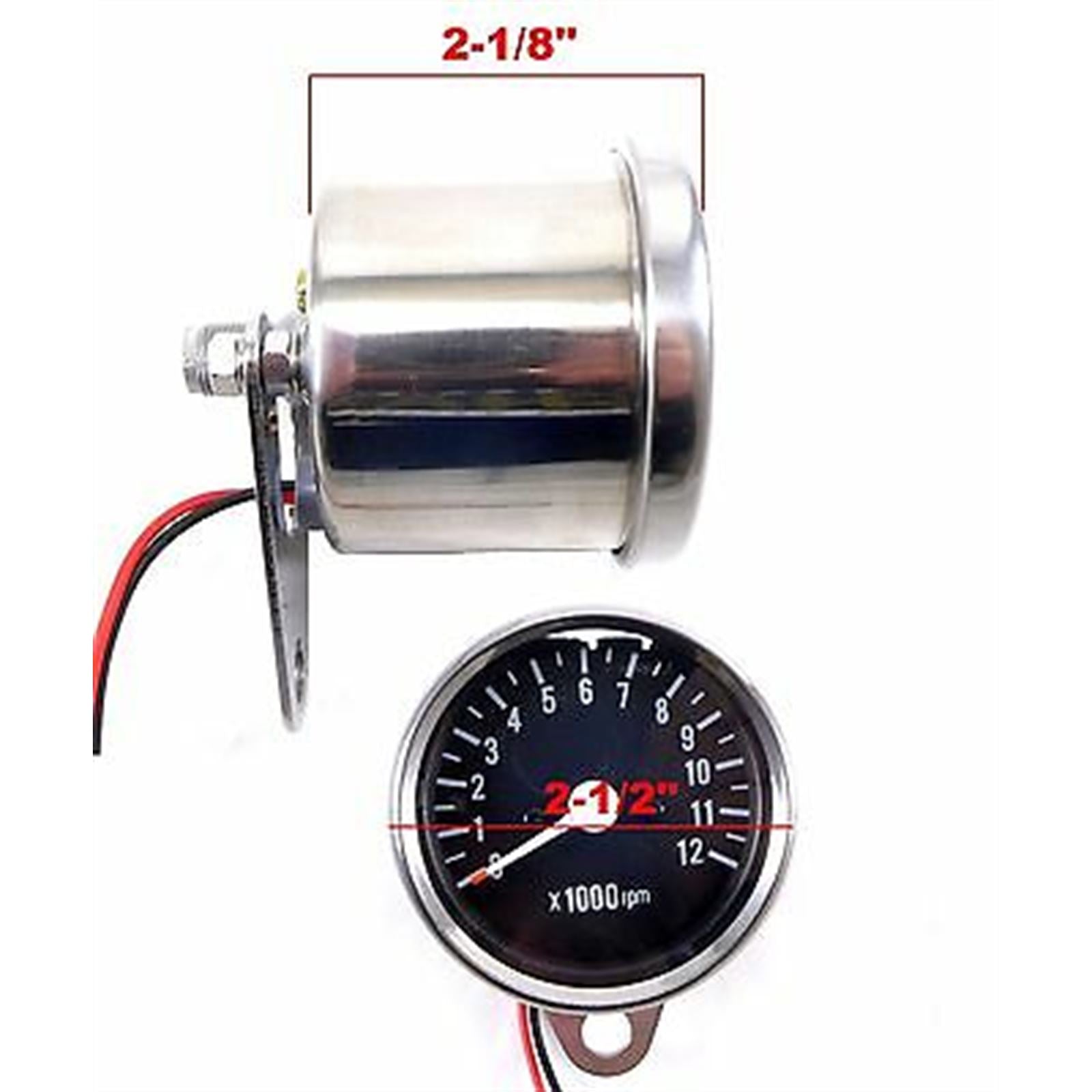 2FastMoto Chrome Tachometer - 0-12,000 RPM - Ratio 1:4, for Motorcycles  14-20113_627927