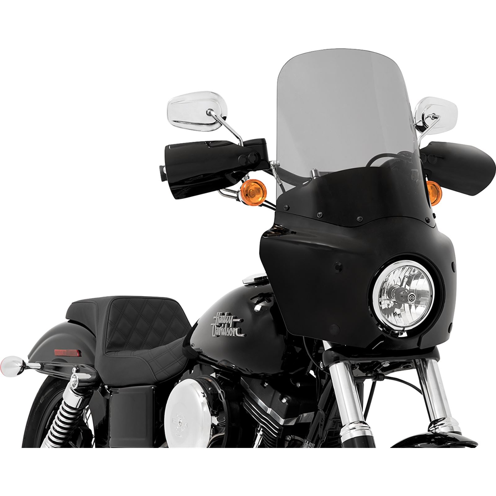 Memphis Shades Roadwarrior Cafe Shield - Black Smoke - 17" For Harley MEP87012_427052