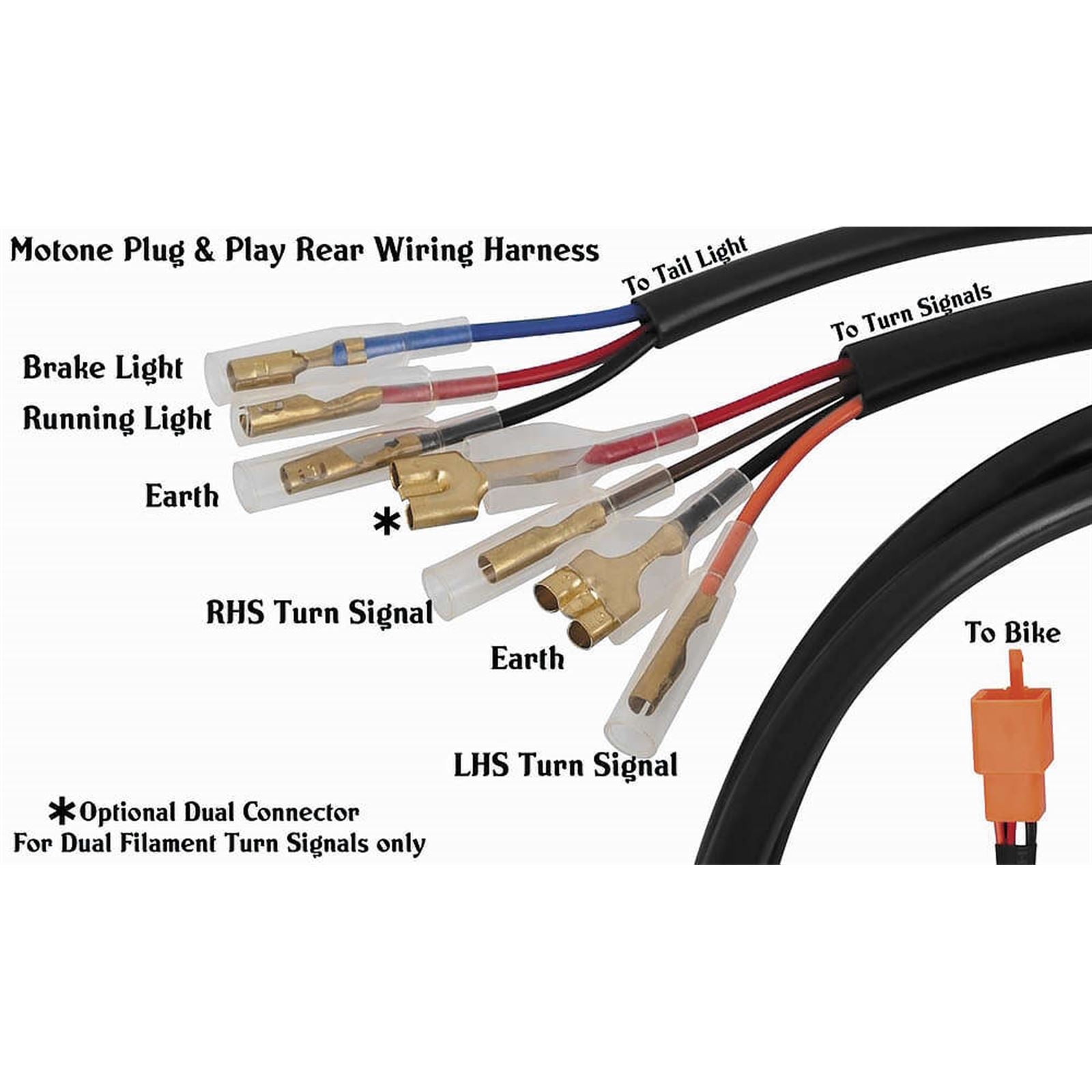Motone Customs Assembly with Taillight Miller Light/Turn Signal/License - Black [MPN: PTS008-K]_75100