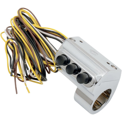 Performance Machine Chrome Left-Side Three-Button Cable Clutch Switch Assembly 0062-2035-CH_452543