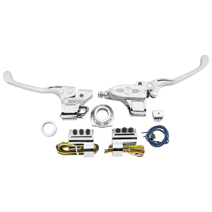 Performance Machine Chrome 9/16" Master Cylinder Cable Handlebar Control Set 0062-4019-CH_75925
