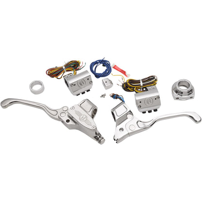 Performance Machine Chrome 9/16" Master Cylinder Cable Handlebar Control Set 0062-4019-CH_452502