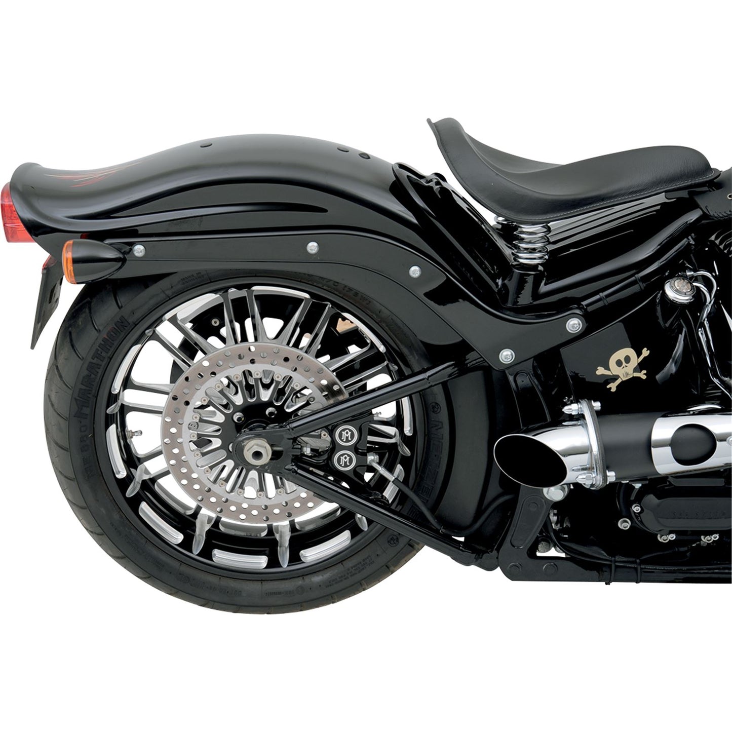 Performance Machine 4-Piston Caliper - Rear - Contrast Cut™ - '08-14 Softail 1256-0077-BM_453035