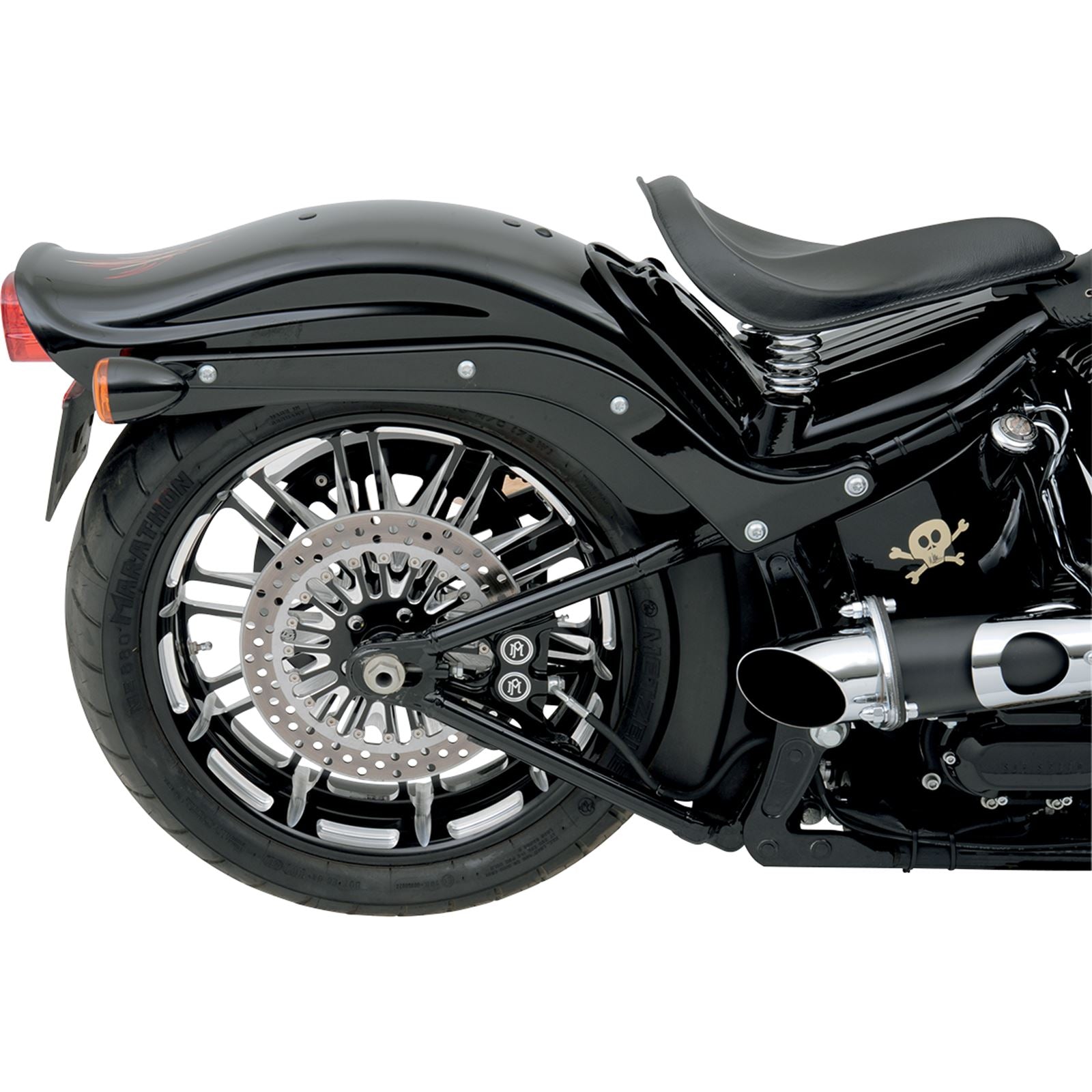 Performance Machine 4-Piston Caliper - Rear - Contrast Cut™ - '08-14 Softail 1256-0077-BM_453035