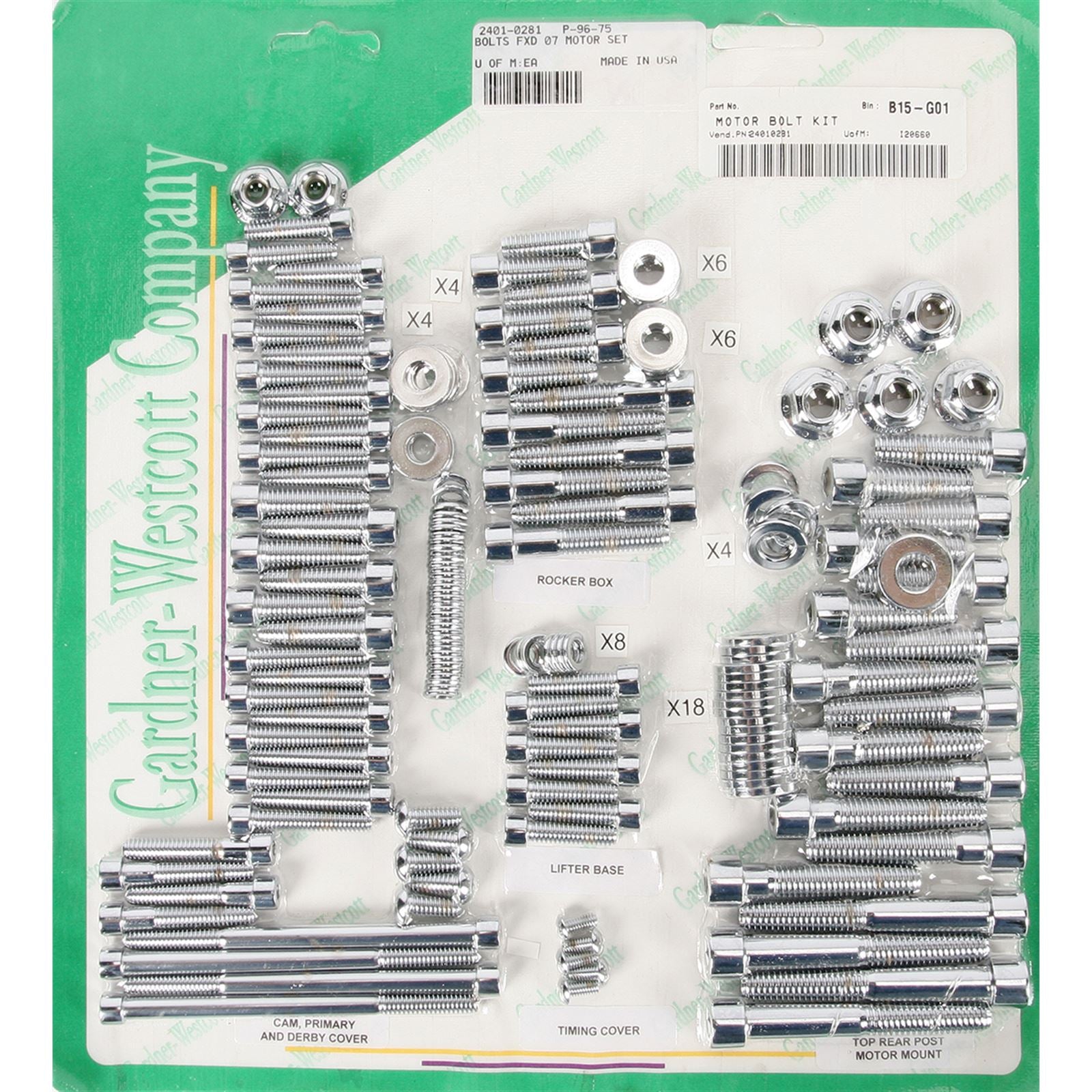 Gardnerwestcott Bolts Motor Set FXD 07-17 P-96-75_390039