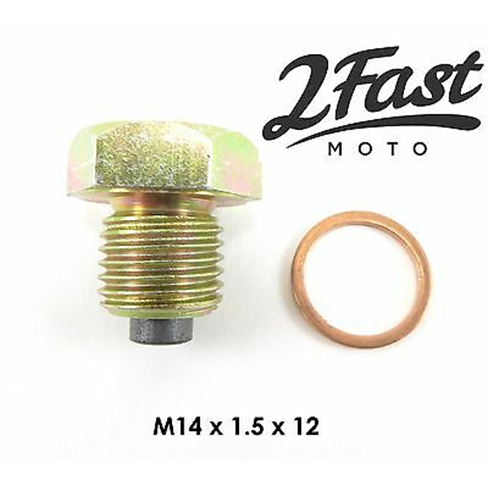 2FastMoto Magnetic Oil Drain Plug Bolt M14x1.5x12 Zinc 14mm 90340-14132-00 / 3vd-13455-00_656652