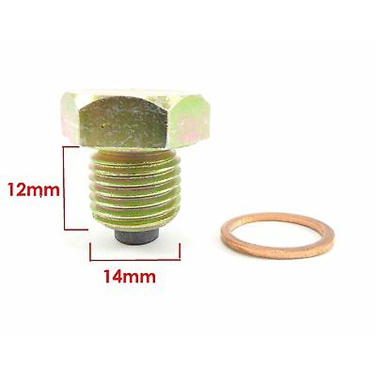 2FastMoto Magnetic Oil Drain Plug Bolt M14x1.5x12 Zinc 14mm 90340-14132-00 / 3vd-13455-00_661480