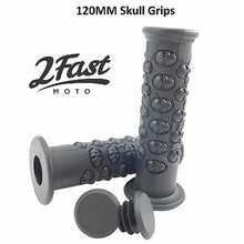 2FastMoto Skull Embossed Grips For 7/8" Handlebars with Twist Throttle Black  2fm-42-56531_628034