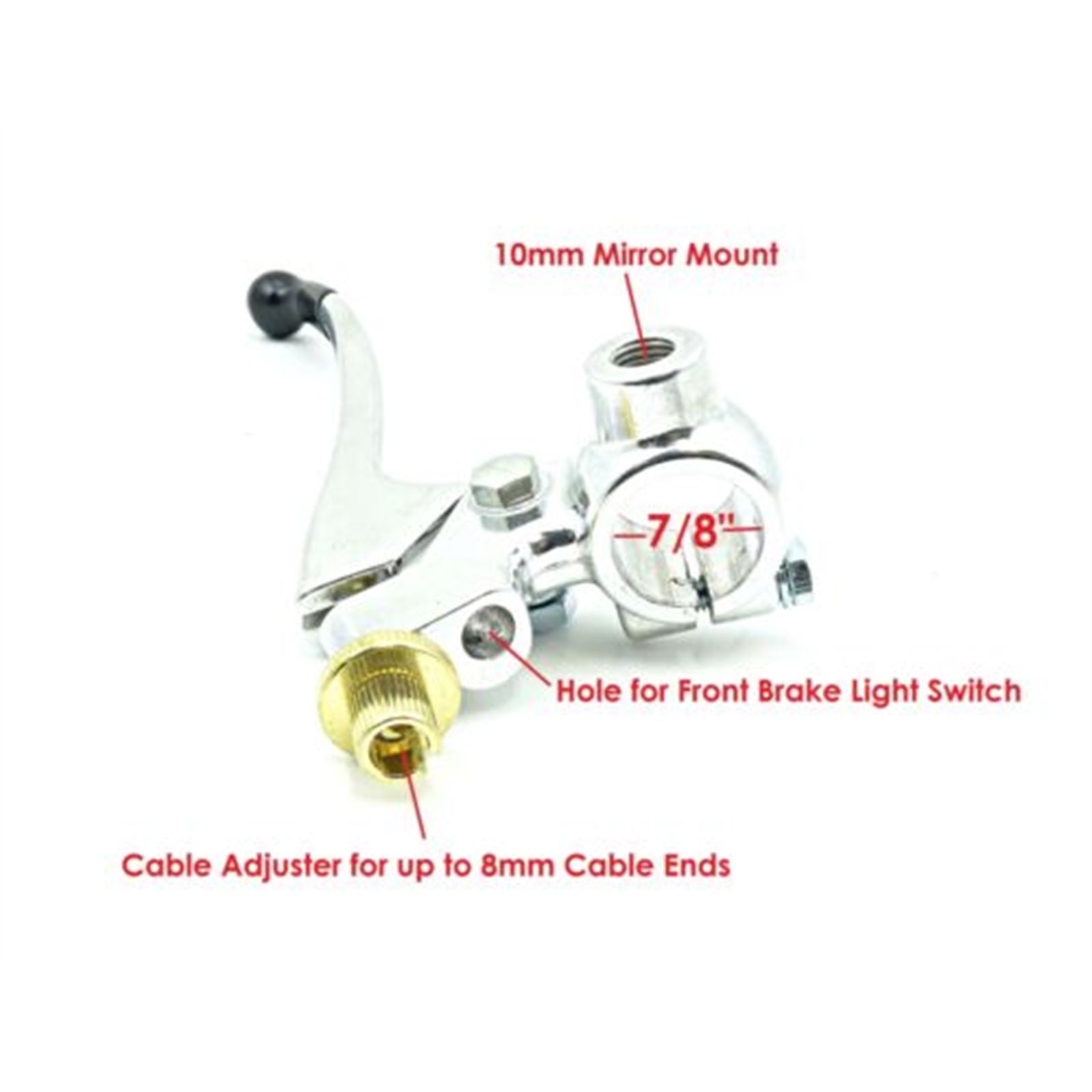 2FastMoto Front Brake Lever with One Piece Perch Mirror Mount 7/8" Polished Alloy 32-69810_653791