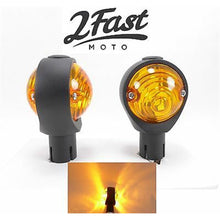 2FastMoto Black Bullseye Bar End Amber Turn Signal Pair For Motorcycles [MPN: 2fm-43-1423b]_652823