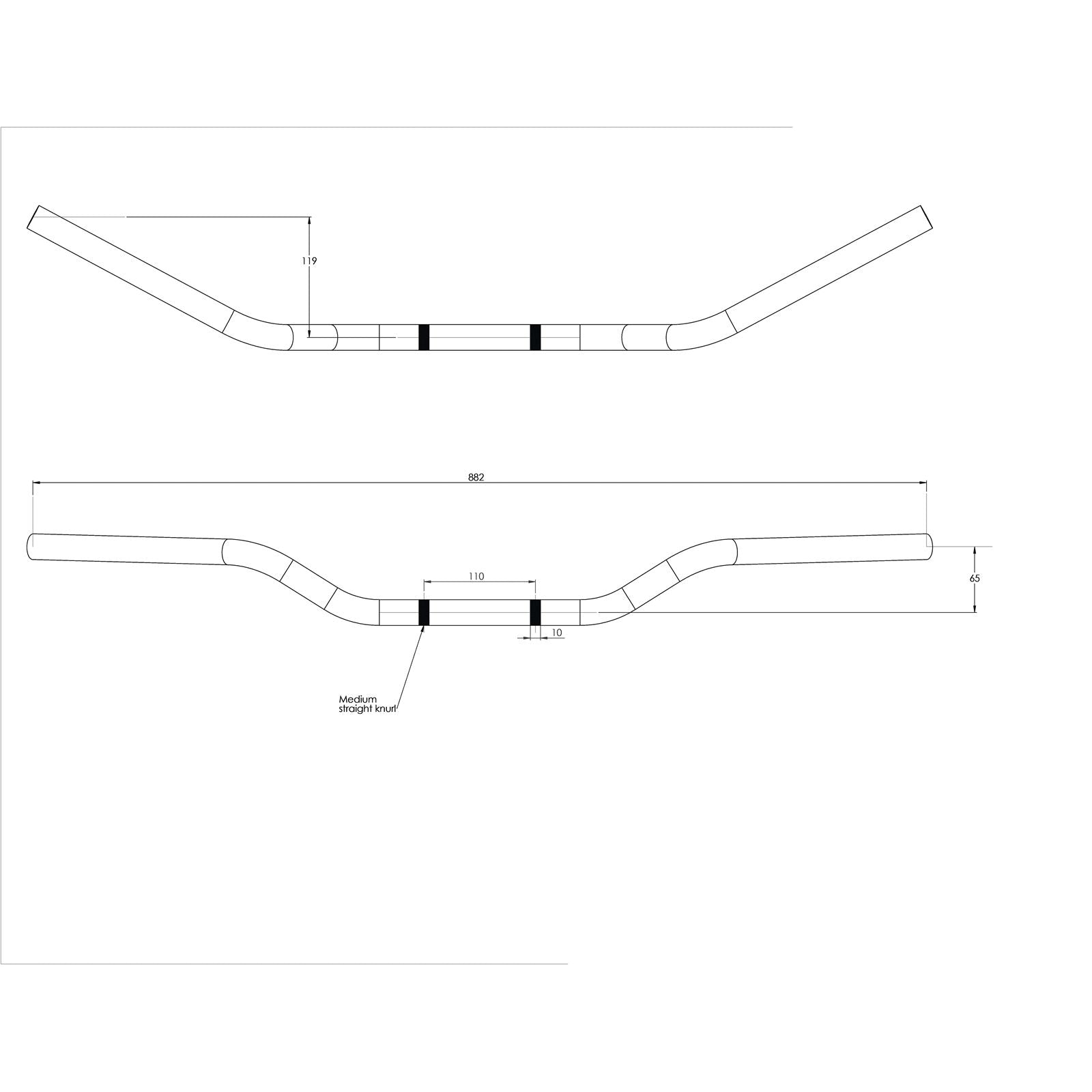 BikeMaster Handlebars European Chrome 1" 12-290B1 CP_82341