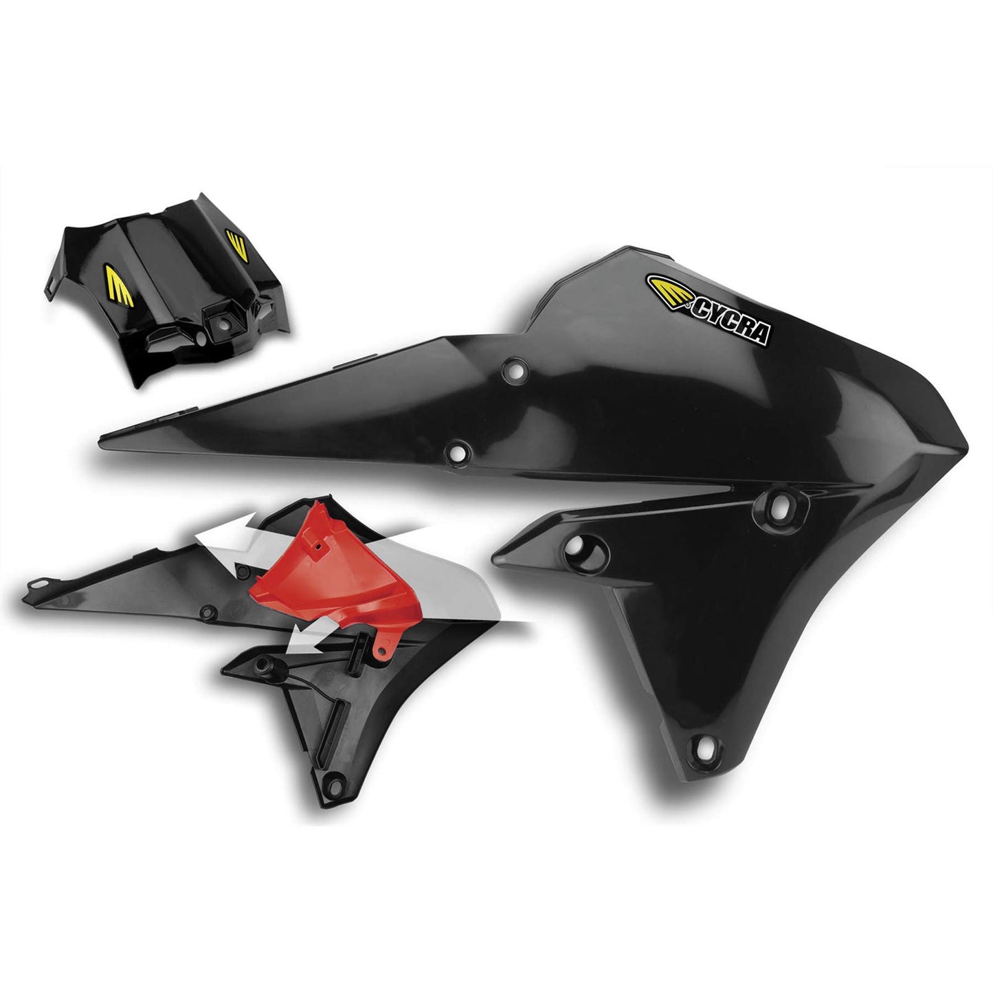 Cycra PowerFlow Shrouds - with Air Box Cover - YFZ - Black [MPN: 1CYC-1778-12]_83425