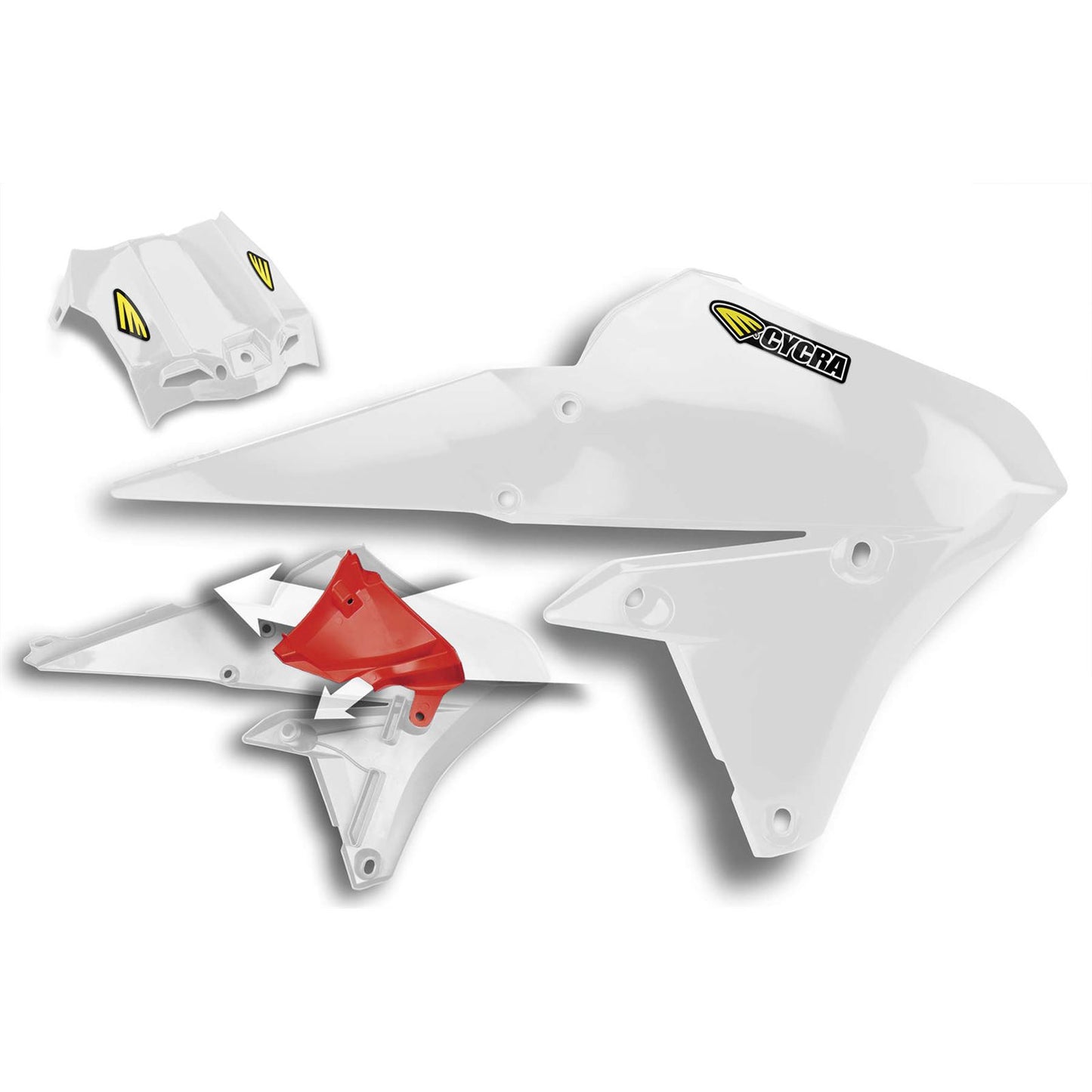 Cycra PowerFlow Shrouds - with Air Box Cover - YFZ - White [MPN: 1CYC-1778-42]_83426
