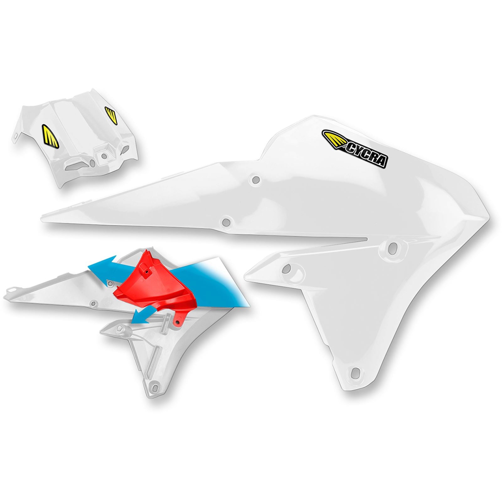 Cycra PowerFlow Shrouds - with Air Box Cover - YFZ - White [MPN: 1CYC-1778-42]_369633