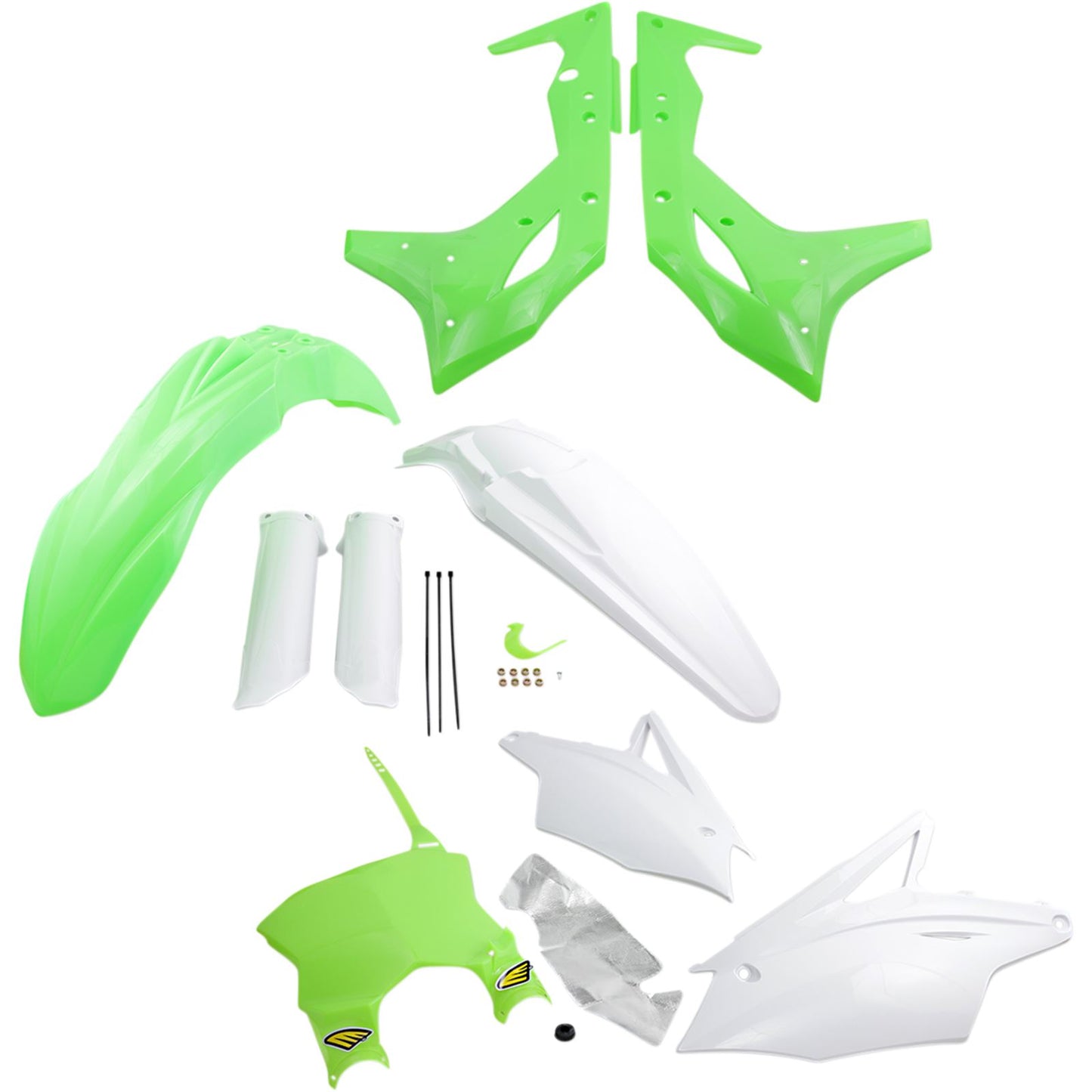 Cycra Body Kit - Powerflow - Fluorescent Green/White - KXF250 [MPN: 1CYC-9319-72F]_370082