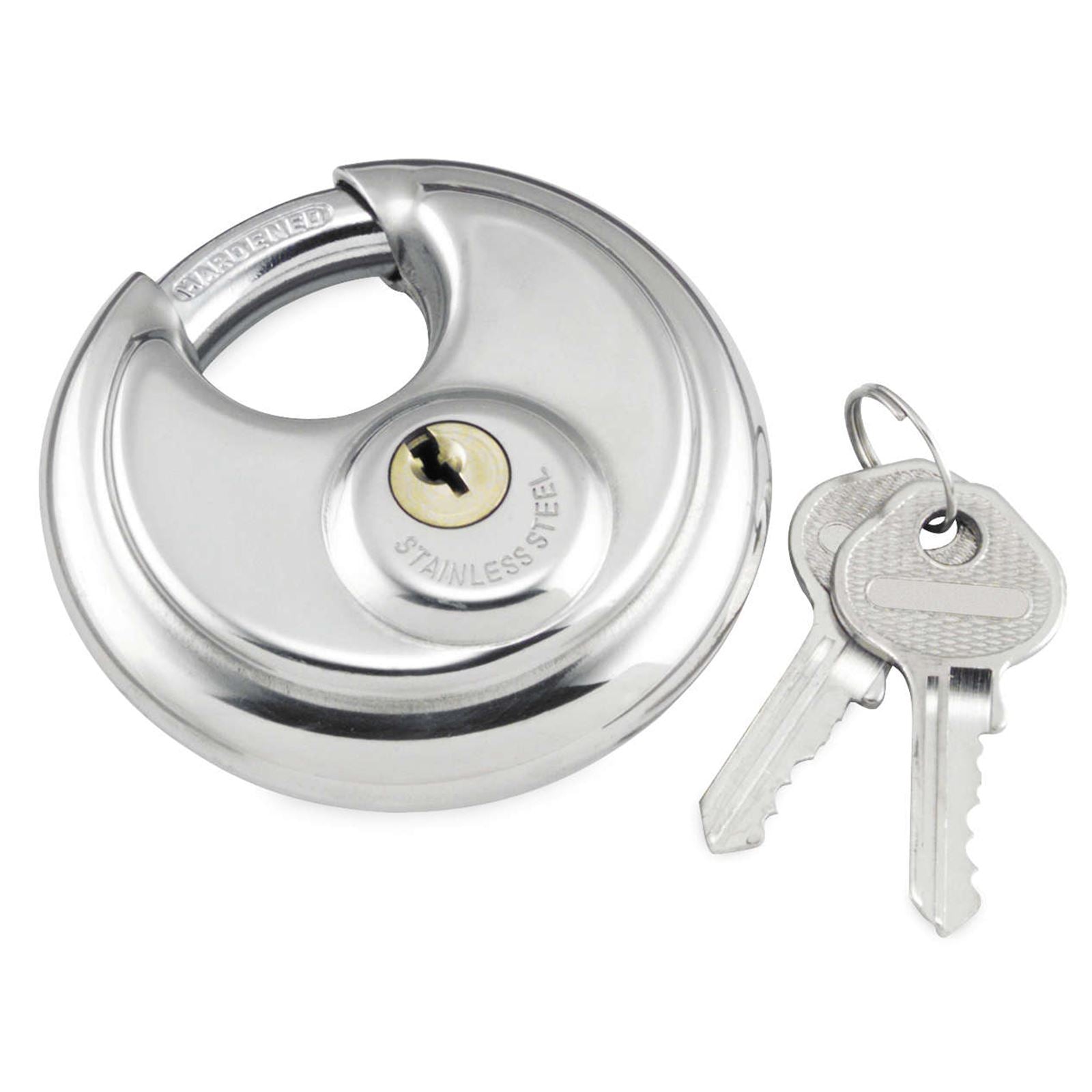 Bully Locks Stainless Round Padlock Chrome - 2-3/4" Diameter - 70mm BUFFALO_84243