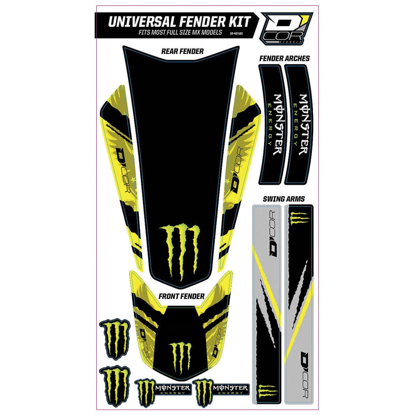 D'Cor Universal Trim Kit - Monster Yellow [MPN: 15-40-101]_84399