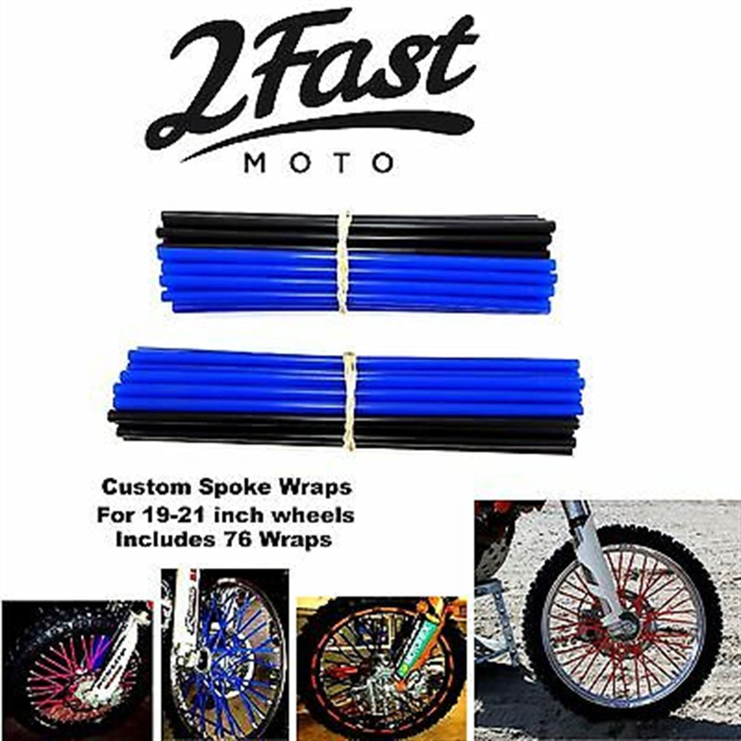 78pcs Wheel Spoke Skin Cover Wrap Kit for MX Dirt Bike - Blue/Black_620707