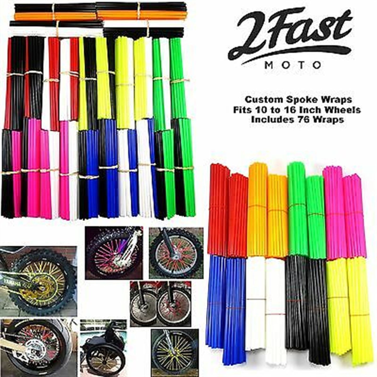 76pcs Wheel Spoke Skin Cover Wrap Kit for MX Dirt Bike - Red/White_626279