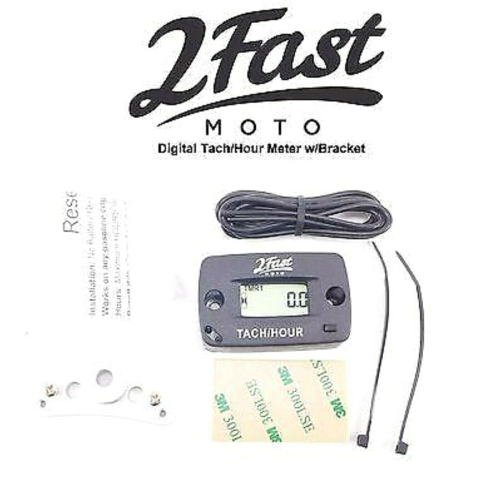 2FastMoto Digital Tachometer Hour Meter w/Bracket ForMotorcycles 14-16060B_681652