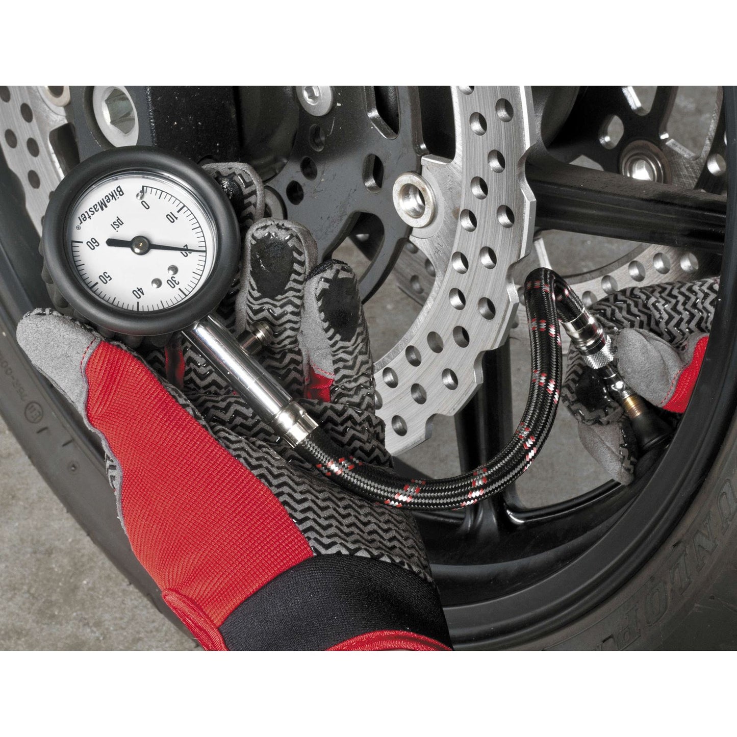 BikeMaster Dial Gauge with Hose 60 Psi TG20-1-060_85342