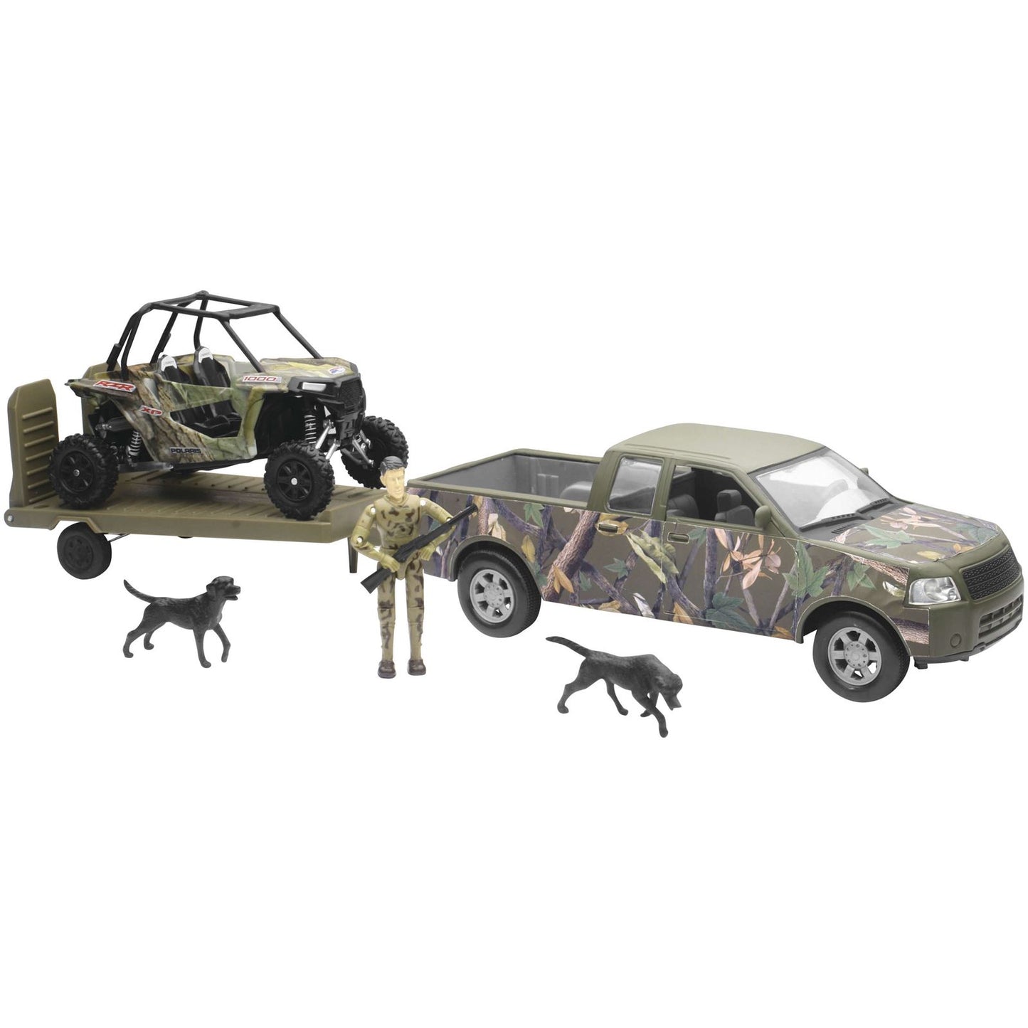 New-Ray Toys Replica 1:18 Truck/Trailer/UTV Camo and Polaris RZR 1000XP - Camo SS-76456_86166