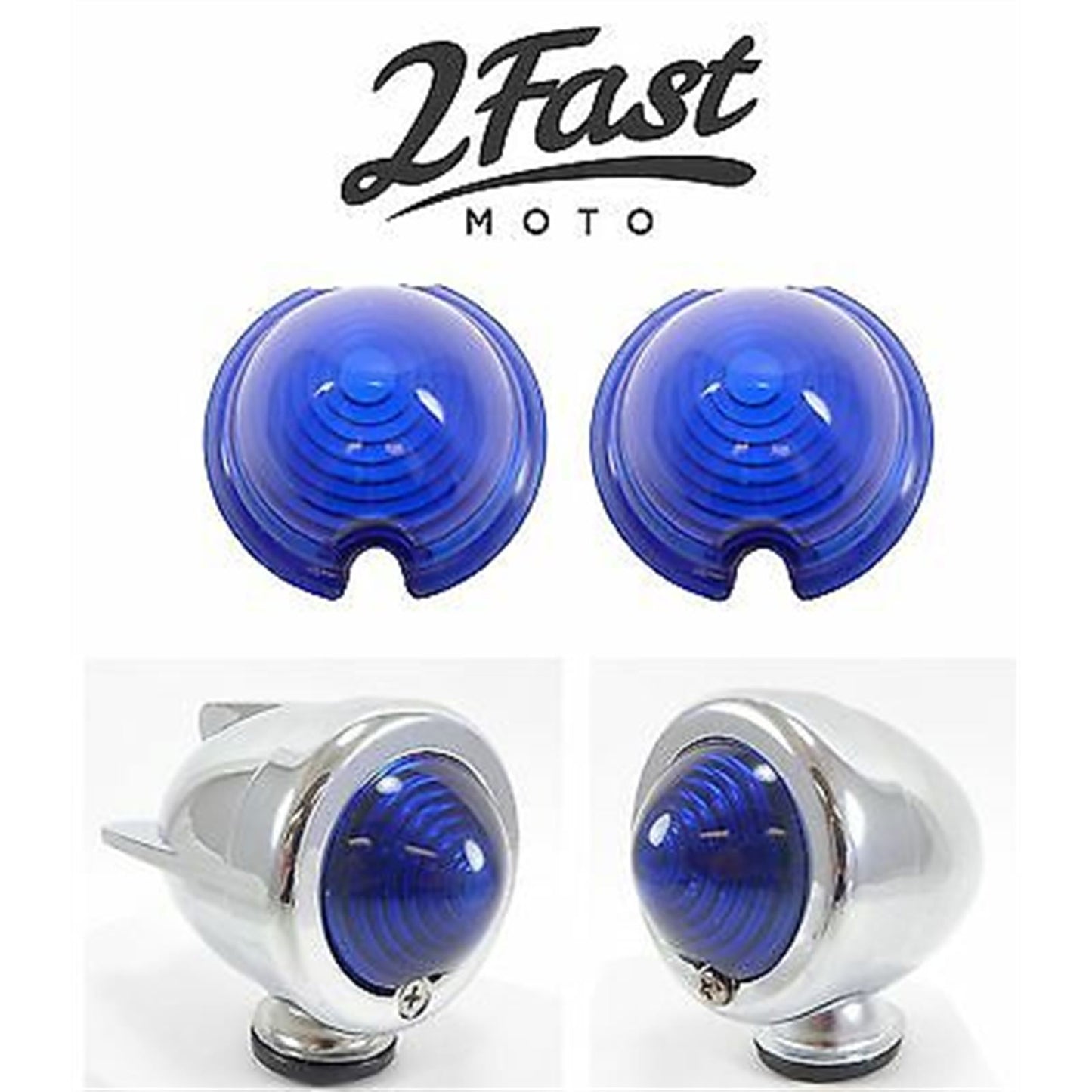 2FastMoto Blue Lens for Bullet Zeppelin Turn Signals for Triumph/BMW - 2/Pack 2fm-m103b_664195