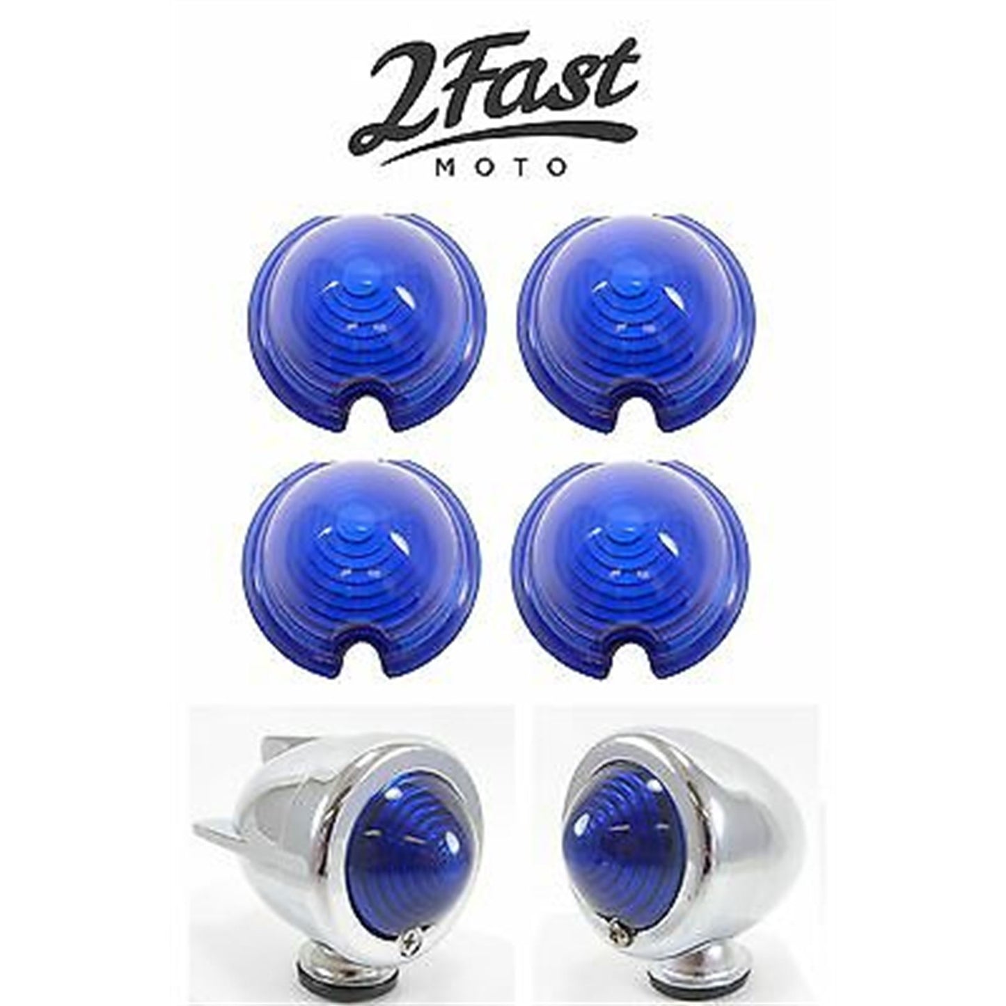 2FastMoto Blue Lens for Bullet Zeppelin Custom Turn Signals for Yamaha - 4/Pack 2fm-m103b_664242