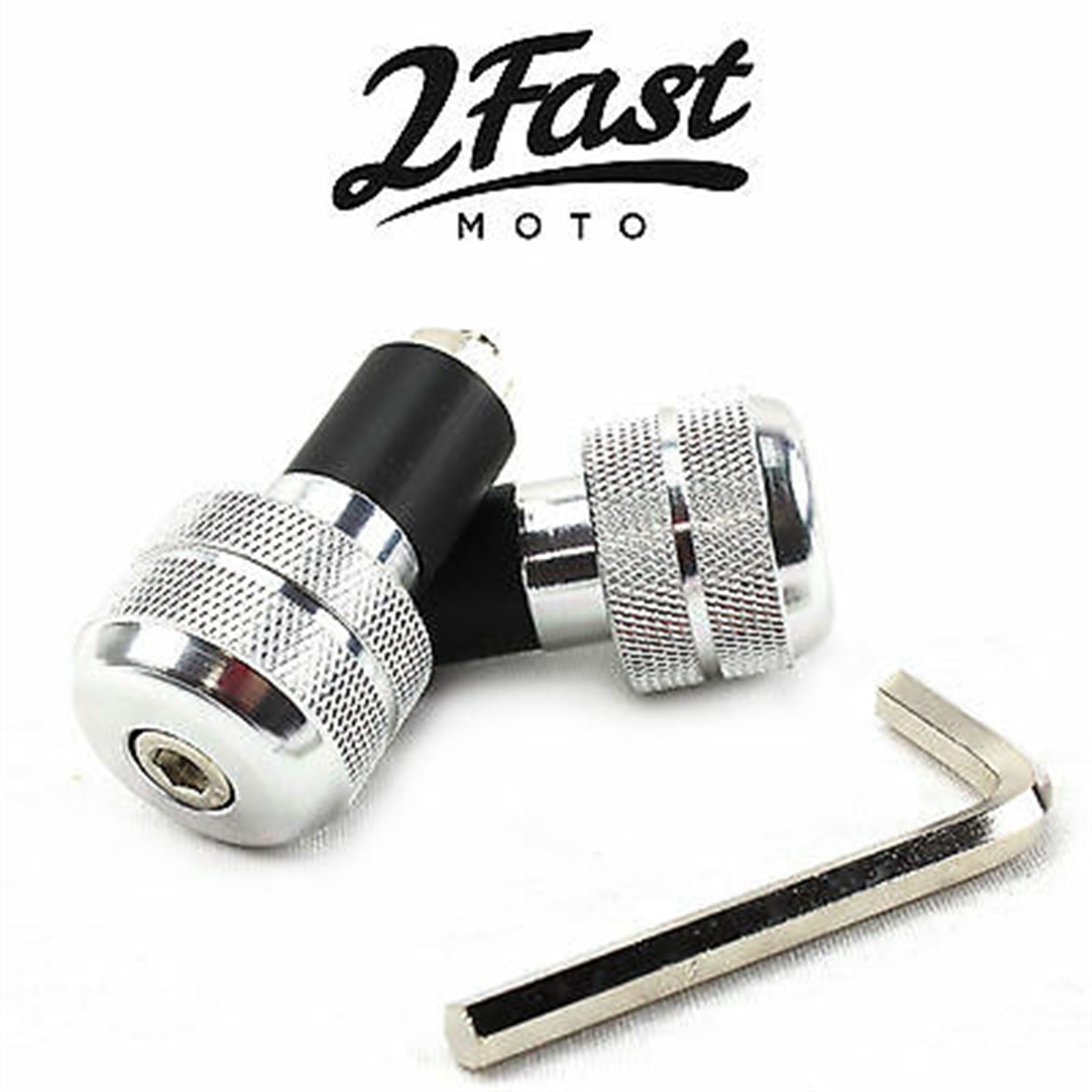 2FastMoto Aluminum Bar End - Silver - Anti Vibration - Fit 7/8" Handlebar - Pair  23-96462_621119