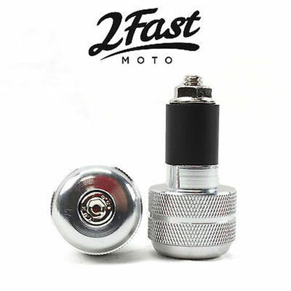 2FastMoto Aluminum Bar End - Silver - Anti Vibration - Fit 7/8" Handlebar - Pair  23-96462_621118