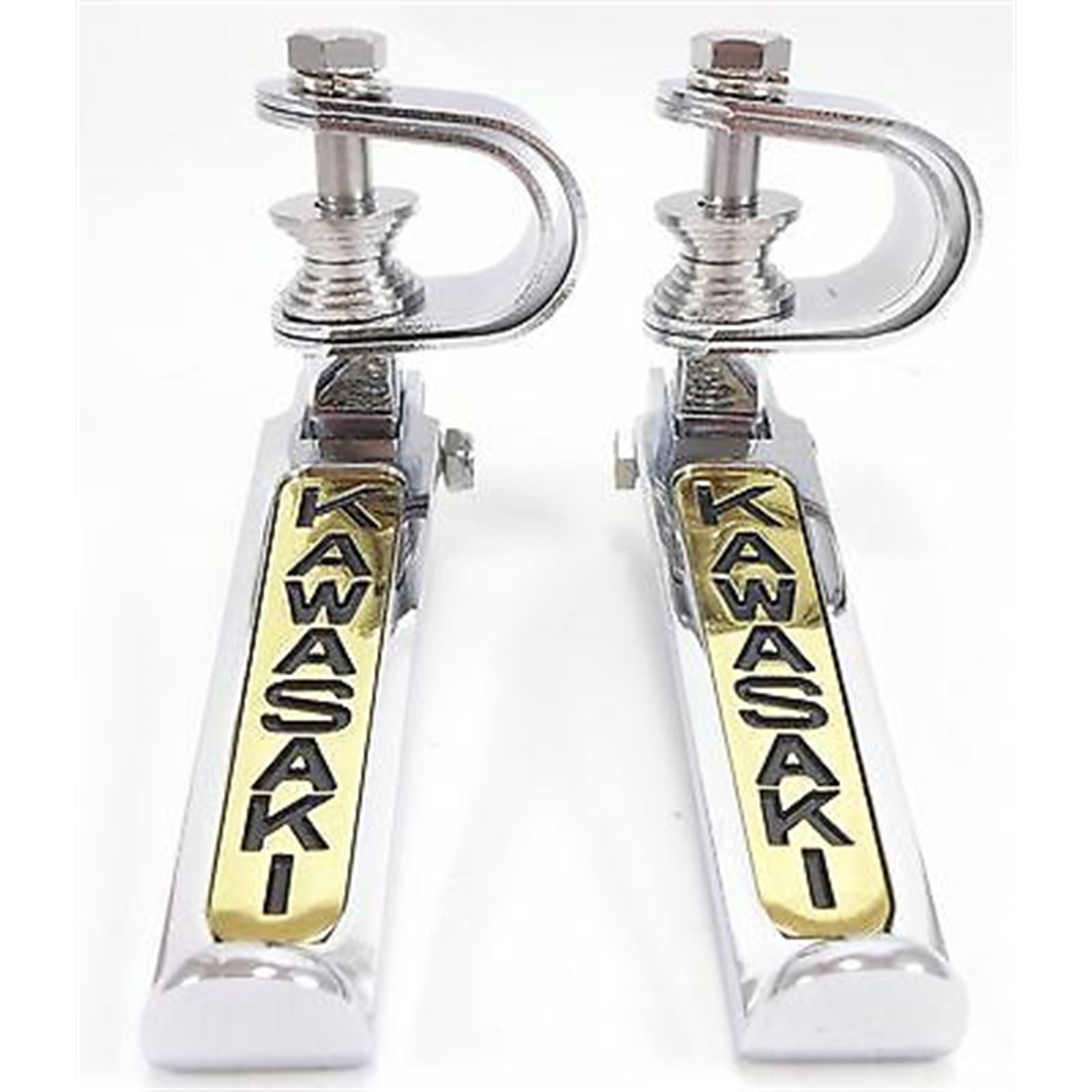 2FastMoto Folding Foot Rest Peg 1" to 1.25" Clamps - Chrome/Gold For Kawasaki 2fm-11-7323k_621147