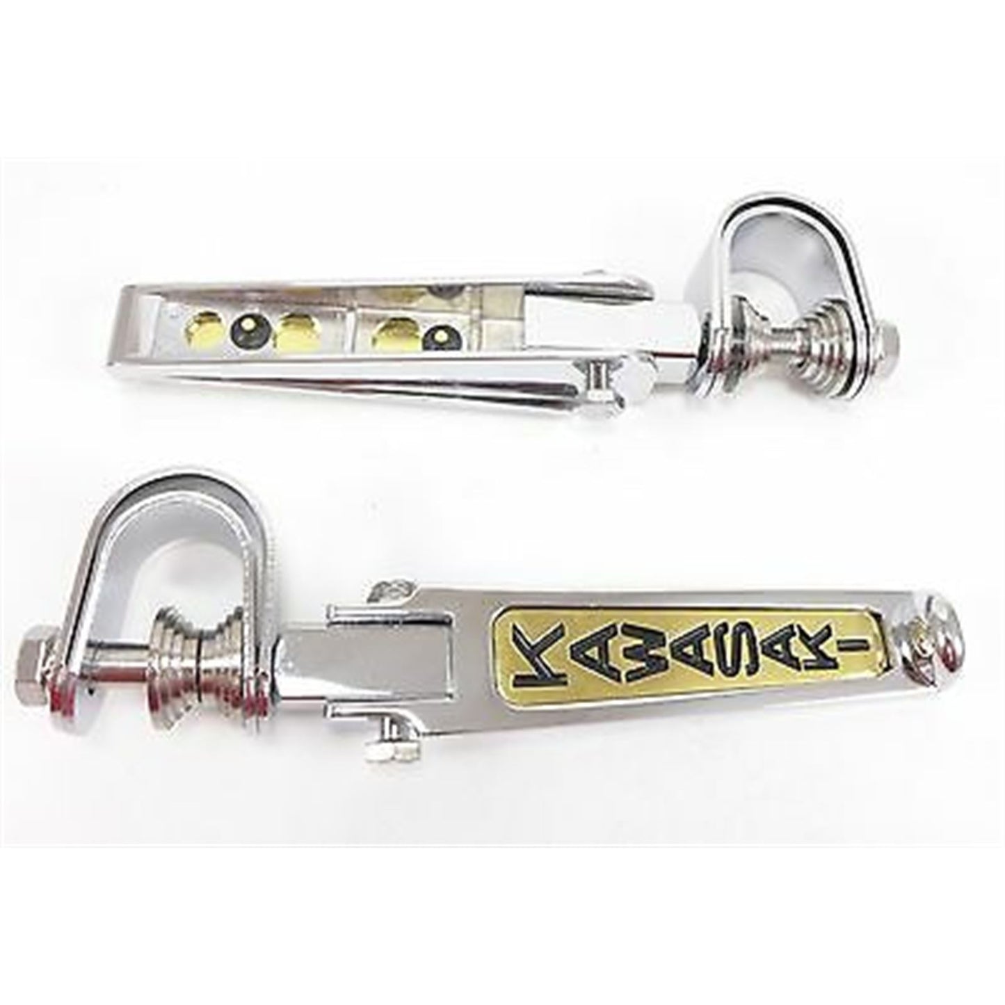 2FastMoto Folding Foot Rest Peg 1" to 1.25" Clamps - Chrome/Gold For Kawasaki 2fm-11-7323k_621145