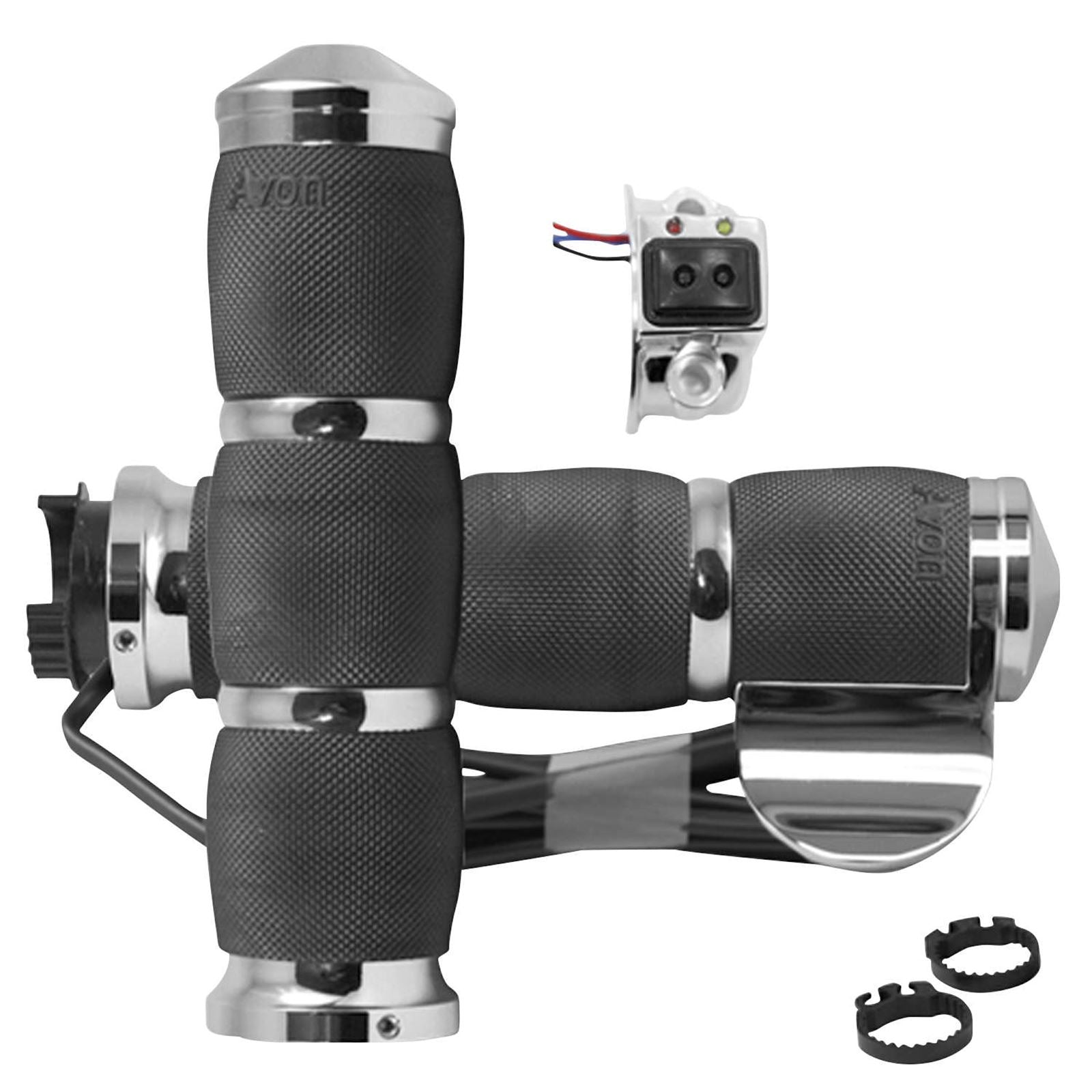 Avon Grips Air Cushioned Grips Heated with Throttle Super Sport Chrome MT-AIR-90-C-B-H_87156