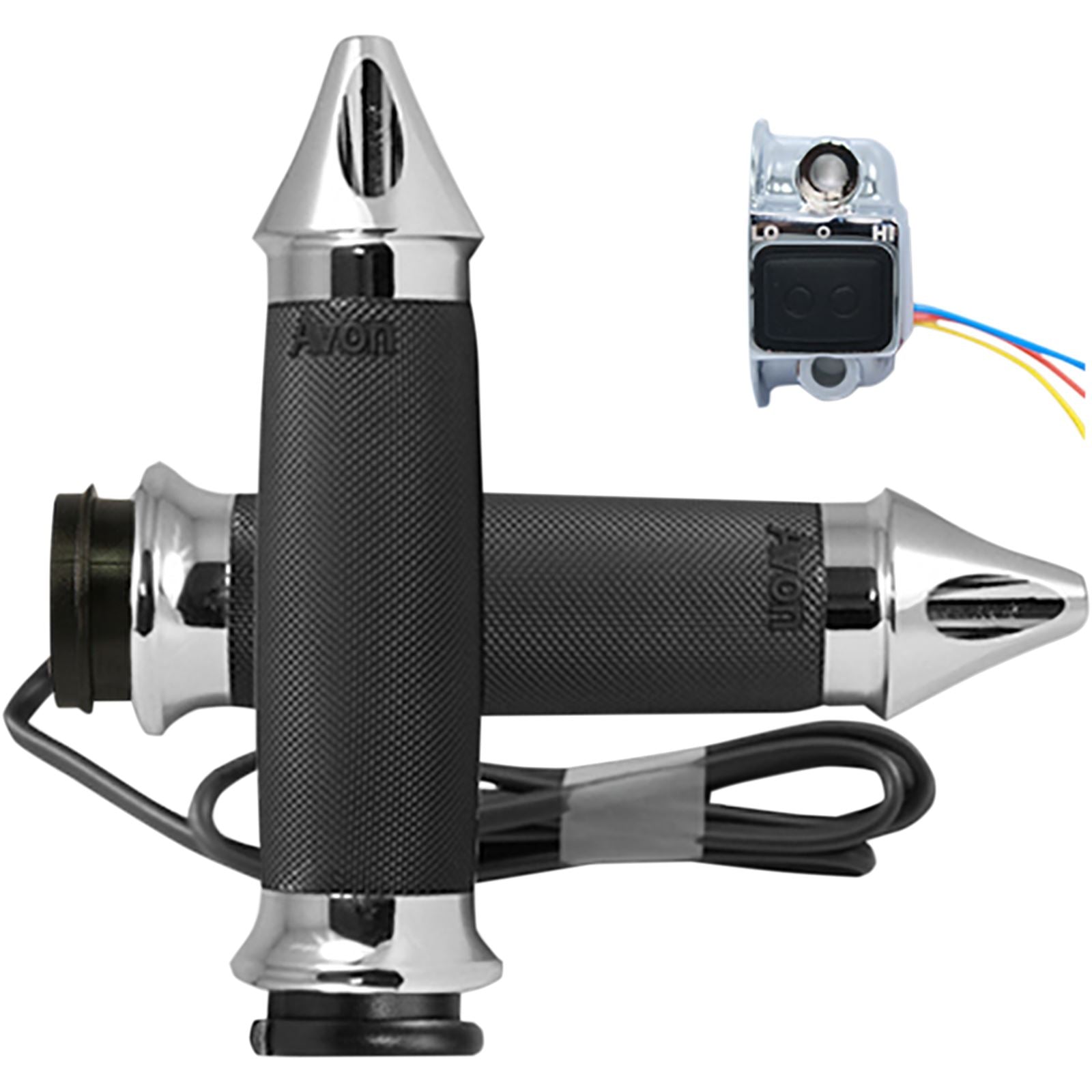 Avon Grips Custom Contour Grips Spike Heated Fly-by-Wire Throttle Chrome CC-85-CH-S-F-HT_347679