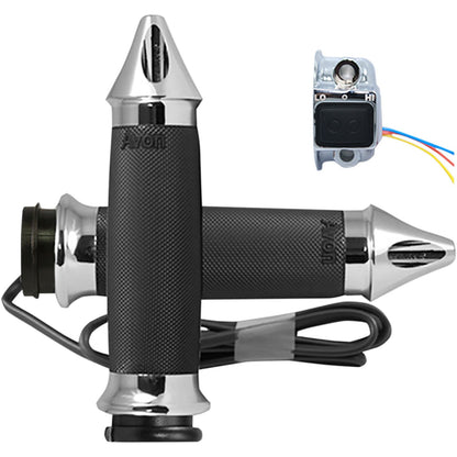 Avon Grips Custom Contour Grips Spike Heated Fly-by-Wire Throttle Chrome CC-85-CH-S-F-HT_347679