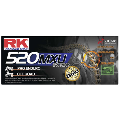 RK Chain 520 MXU - Sealed Racing UW-Ring Chain - 120 Links [MPN: GB520MXU-120]_87225