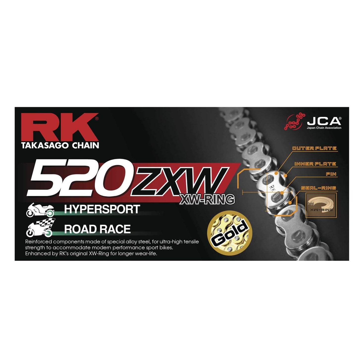 RK Chain 520ZXW Chain 520 x 120, Gold [MPN: GB520ZXW-120]_87397